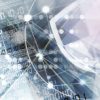 internet digital syber security technology concept for business background. Lock on circuit board